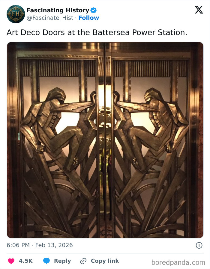 Art Deco doors featuring intricate human figures showcase historical treasures reflecting advanced past craftsmanship.