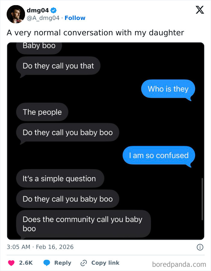Text conversation showing a humorous parent-kid interaction illustrating funny parent-kid conversations with humor in their DNA.