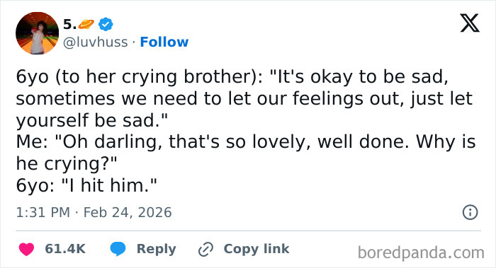 Tweet showing a funny example of grown-ups accidentally roasted by kids with no filter, featuring a candid conversation.