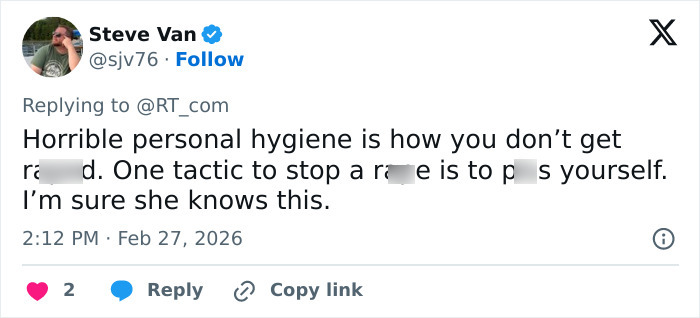 Tweet by Steve Van discussing poor hygiene and tactics related to Ghislaine Maxwell&rsquo;s prison feuds and skipped food lines.