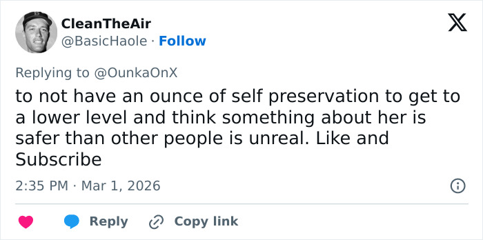 Social media user criticizes influencers for risking safety amid Iran's Dubai strikes, sparking outrage over entitlement behavior.