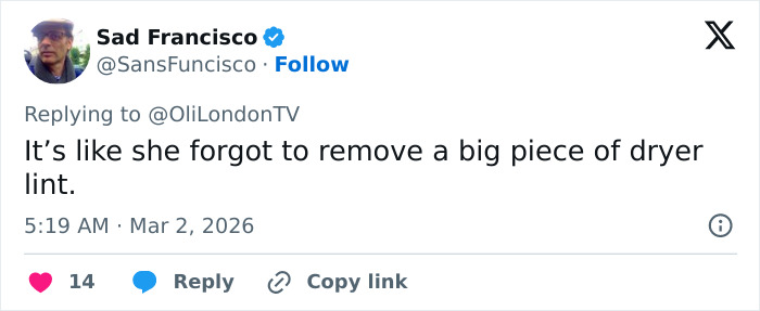Tweet from Sad Francisco commenting on Demi Moore's red carpet transformation sparking debate about latest beauty standard.