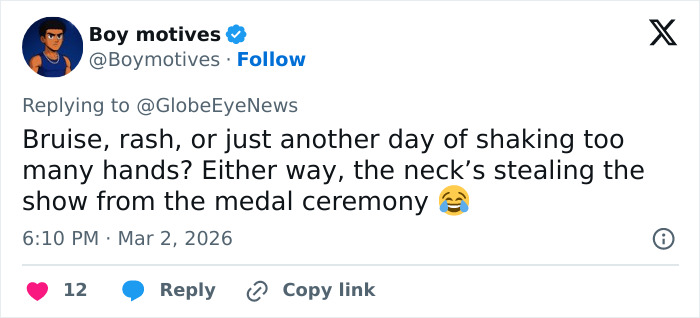 Screenshot of a social media post discussing a neck rash and possible causes amid White House treatment claims.