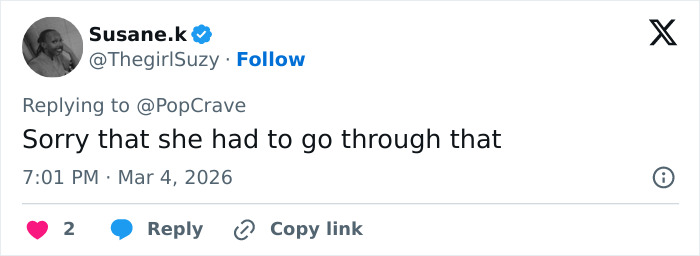 Tweet by user Susane.k replying to PopCrave, expressing sympathy about David Harbour’s alleged partner kicked out of Lily Allen producer’s party.