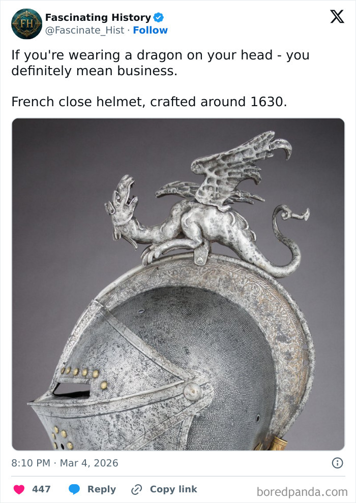 French close helmet from 1630 featuring an intricate dragon design, a fascinating historical treasure showing advanced craftsmanship.