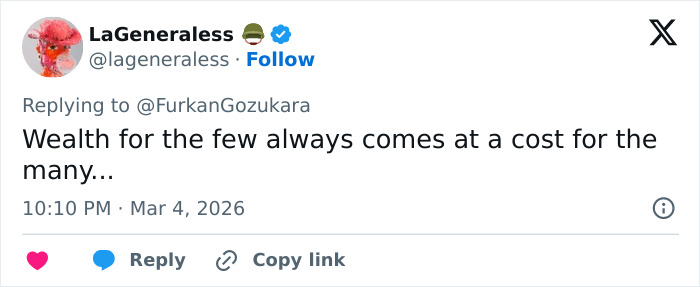 Tweet text showing views on wealth disparity, highlighting harsh reality of Dubai's labor camps and labor conditions exposed in viral video.