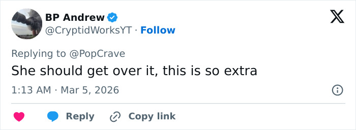 Tweet from BP Andrew responding to a comment about David Harbour’s alleged partner at Lily Allen producer’s party.