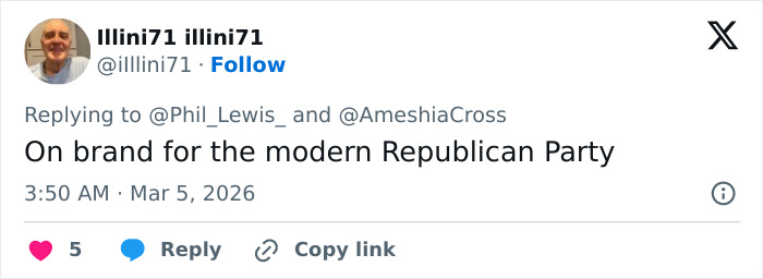 Screenshot of a tweet discussing the modern Republican Party amid Turning Point USA college president controversy.