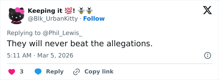 Tweet screenshot showing a user replying about allegations linked to Turning Point USA college president scandal.