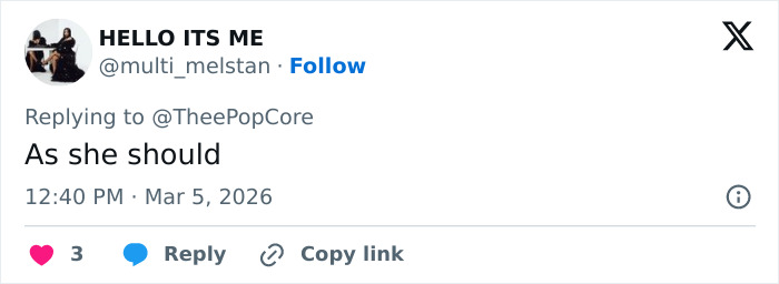 Tweet reply by user HELLO ITS ME responding to another user, expressing agreement in a casual online conversation.