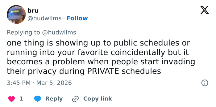 Text post on social media discussing privacy invasion during private schedules related to Olympic hero Alysa Liu.