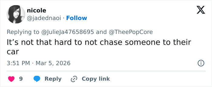 Twitter user replying about an airport incident mentioning Olympic hero Alysa Liu&rsquo;s terrifying experience.