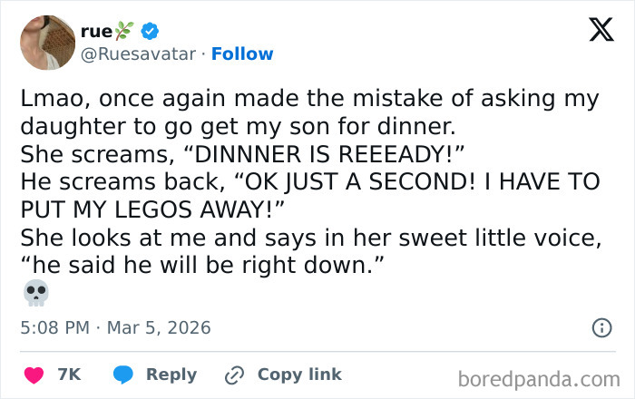 Screenshot of a funny and honest tweet by a parent sharing relatable parenting struggles from X (Twitter).