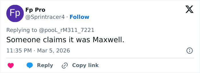 Screenshot of a tweet discussing a claim about Maxwell in a major update in search for Madeleine McCann.