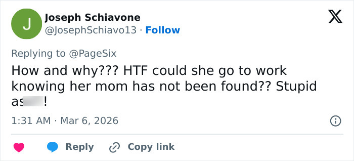 Tweet expressing suspicion about Savannah Guthrie’s emotional return to Today show amid mom’s kidnapping case.