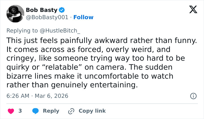 Screenshot of a Twitter user commenting on Ryan Gosling leaked phone call with Mikey Day as painfully awkward and cringey.