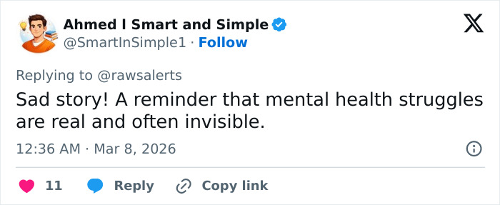 Tweet by user Ahmed I Smart and Simple highlighting mental health struggles related to a grisly scene in Downtown LA.