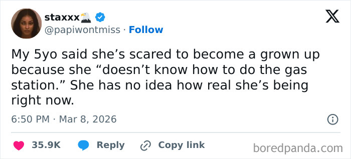 Tweet from a parent sharing a funny and honest struggle about parenting fears posted on X, highlighting real-life challenges.
