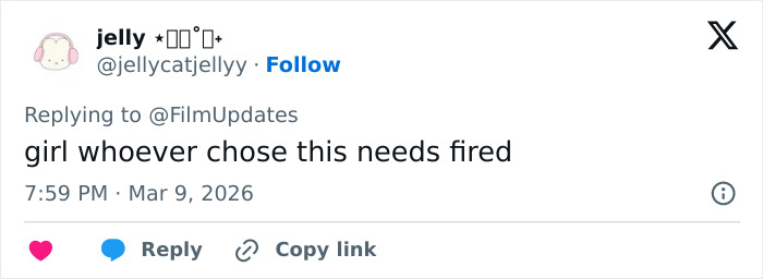 Twitter user jellycatjellyy commenting on a controversial Hollywood event sparking mixed reactions.