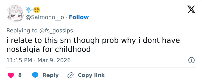 Tweet expressing lack of nostalgia for childhood, relating to Alysa Liu&rsquo;s admission about her childhood amid World Championships withdrawal.