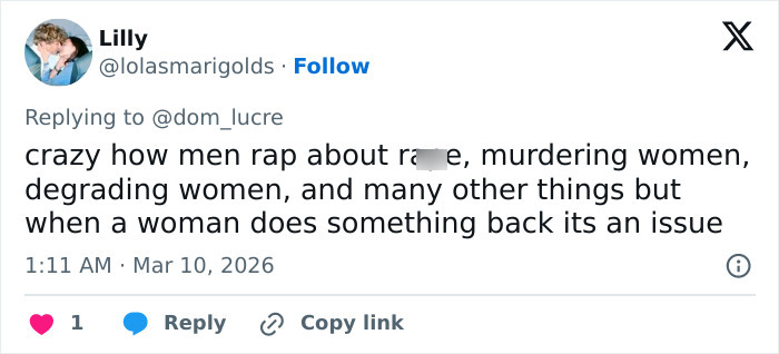 Screenshot of a social media post discussing disturbing patterns noticed by fans in Sabrina Carpenter music videos.