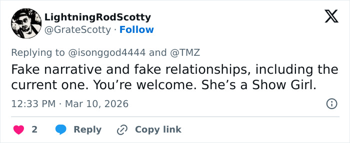 Screenshot of a Twitter reply criticizing fake narratives related to the Taylor Swift jab backlash involving Jack White.