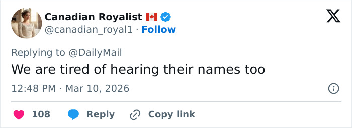 Twitter post by Canadian Royalist, discussing Prince William&rsquo;s tense words at largest royal gathering since Andrew&rsquo;s arrest.