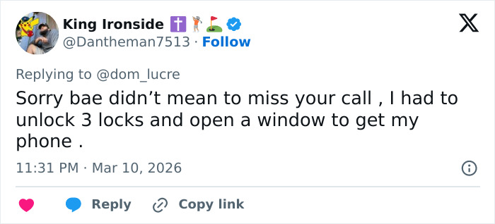 Social media post showing a comment about missing a call and unlocking locks, relating to Will Smith and Jaden Smith house tour.