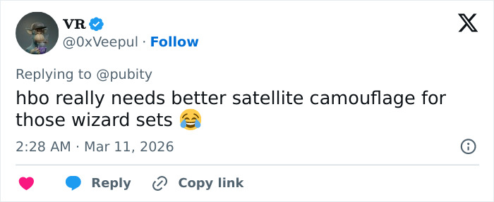 Tweet joking about the need for better satellite camouflage for wizard sets linked to man sneaking drone over Harry Potter set.