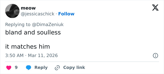 Screenshot of a social media comment describing the inside of Elon Musk's house as bland and soulless, matching him.