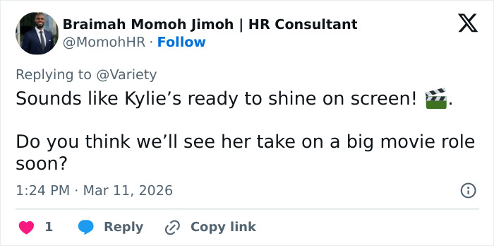 Tweet about Kylie Jenner’s upcoming movie role, sparking Hollywood rumors and whispers among her boyfriend’s peers. Tweet about Kylie Jenner’s upcoming movie role, sparking Hollywood rumors and whispers among her boyfriend’s peers.