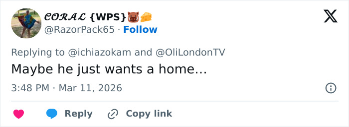 Twitter reply from user RazorPack65 responding to Jaden Smith controversy, commenting on wanting a home.