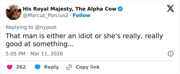 Tweet reply expressing skepticism about a teacher who went viral for smiling in her mugshot after student scandal.