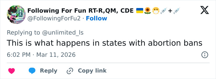 Screenshot of a tweet discussing abortion bans, related to cheerleader Laken Snelling&rsquo;s Snapchat history and newborn passing details.