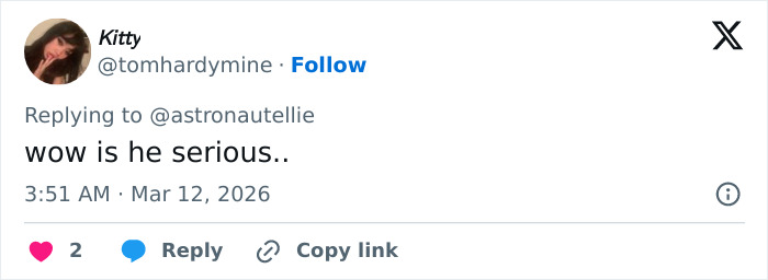 Tweet screenshot showing a user commenting &ldquo;wow is he serious&rdquo; in a discussion about Pedro Pascal blocking fans.