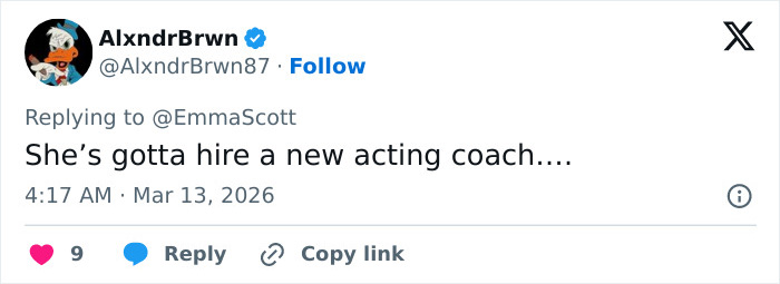 Screenshot of a social media reply criticizing Erika Kirk&rsquo;s latest video causing massive backlash online.