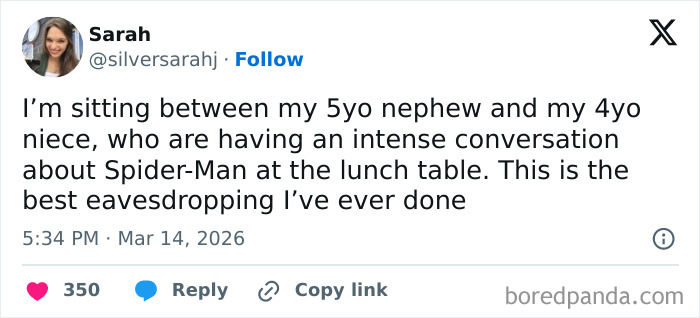 Tweet showing a parent sharing a funny and honest moment about kids’ conversations and parenting struggles on social media.