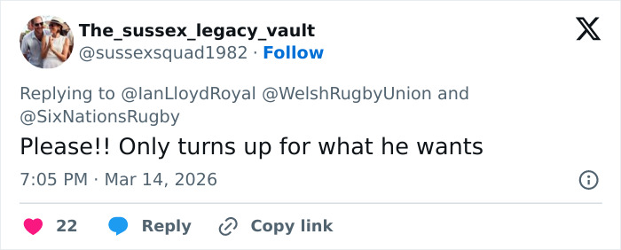 A screenshot of a tweet discussing Prince William going viral after being caught on camera getting into character.