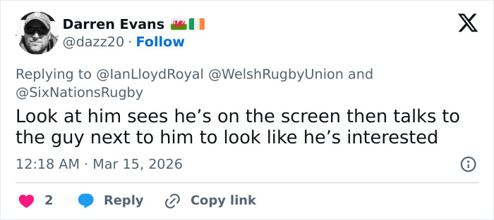 Tweet by Darren Evans describing Prince William going viral after being caught on camera getting into character.
