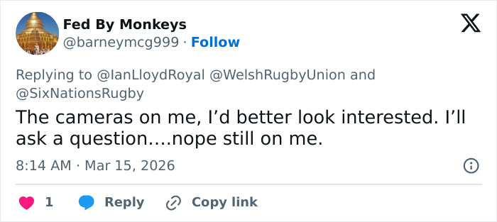 Tweet screenshot showing a user commenting on Prince William going viral after being caught on camera getting into character.