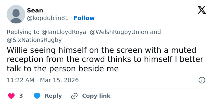 Tweet screenshot showing a user commenting on Prince William going viral after being caught on camera getting into character.