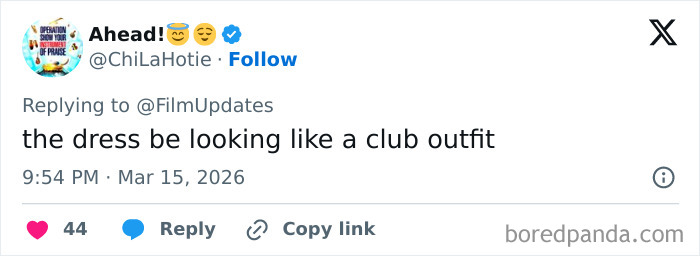 Tweet reacting to Kylie Jenner’s Oscars outfit, calling her dress look like a club outfit amid style backlash. Tweet reacting to Kylie Jenner’s Oscars outfit, calling her dress look like a club outfit amid style backlash.
