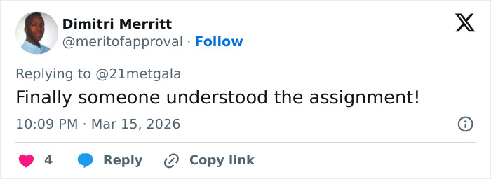 Social media post showing a user praising a response, discussing a scary stylist detail about Demi Moore&rsquo;s Oscars look.