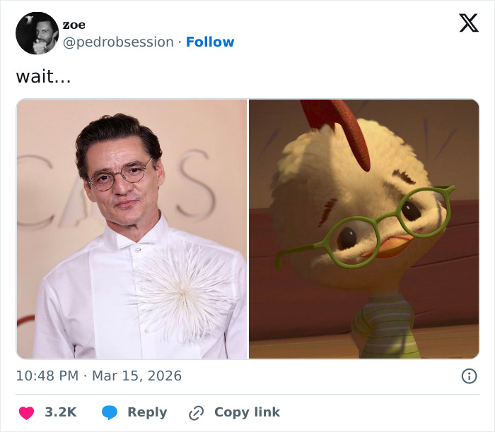 Man wearing glasses and white shirt next to animated character with glasses, illustrating Oscars memes and viewers reactions.