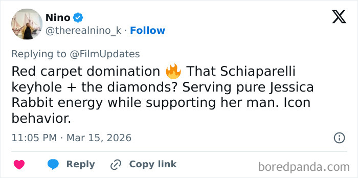 Tweet praising Kylie Jenner’s Oscars outfit with keyhole design and diamonds, sparking discussion on her controversial style. Tweet praising Kylie Jenner’s Oscars outfit with keyhole design and diamonds, sparking discussion on her controversial style.