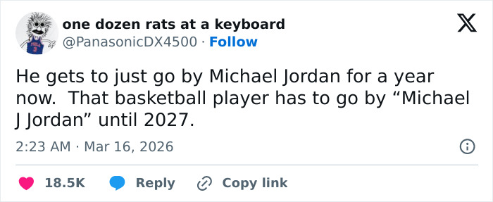 Tweet discussing Michael Jordan nickname change with humorous tone, part of Oscars memes capturing viewers' reactions.