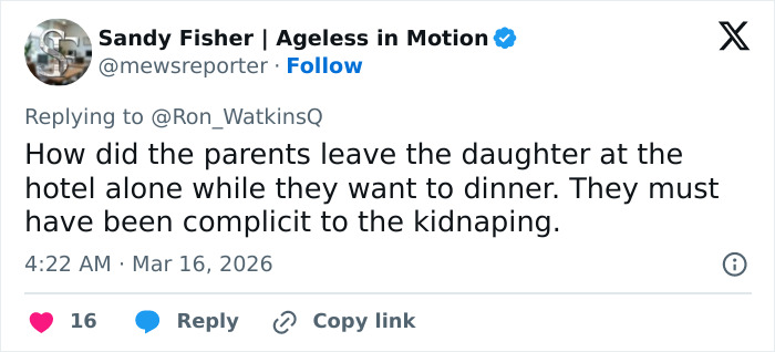 Tweet discussing suspicions of parental complicity in the Madeleine McCann case ahead of 19th anniversary search update.