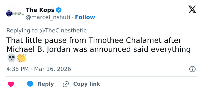 Especialista em linguagem corporal explica a estranha reação de Timothée Chalamet à vitória de Michael B. Jordan Especialista em linguagem corporal explica a estranha reação de Timothée Chalamet à vitória de Michael B. Jordan