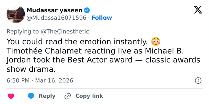 Especialista em linguagem corporal explica a estranha reação de Timothée Chalamet à vitória de Michael B. Jordan Especialista em linguagem corporal explica a estranha reação de Timothée Chalamet à vitória de Michael B. Jordan