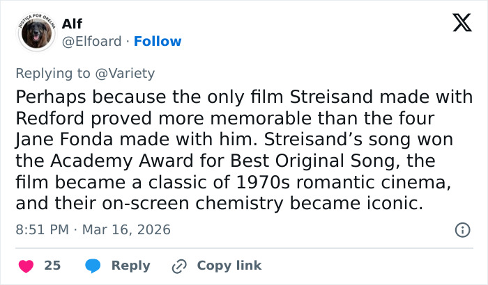 Jane Fonda tem opinião forte sobre o tributo a Barbra Streisand no Oscar de Robert Redford